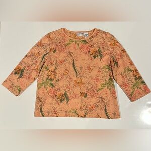 🔥Breckenridge Floral/Butterfly Print Top - Peach and Green, Women's M
